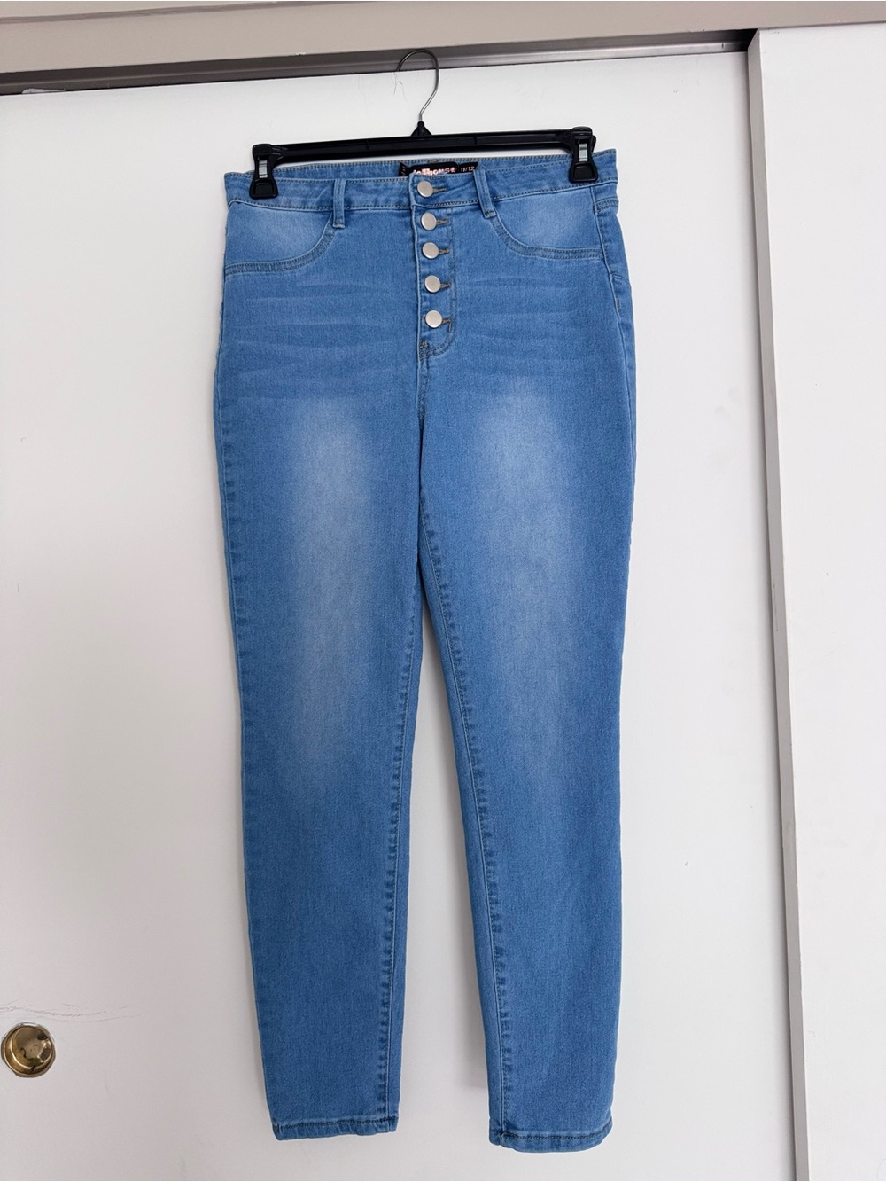 Dollhouse Light Blue Straight Leg Jeans with Button Fly